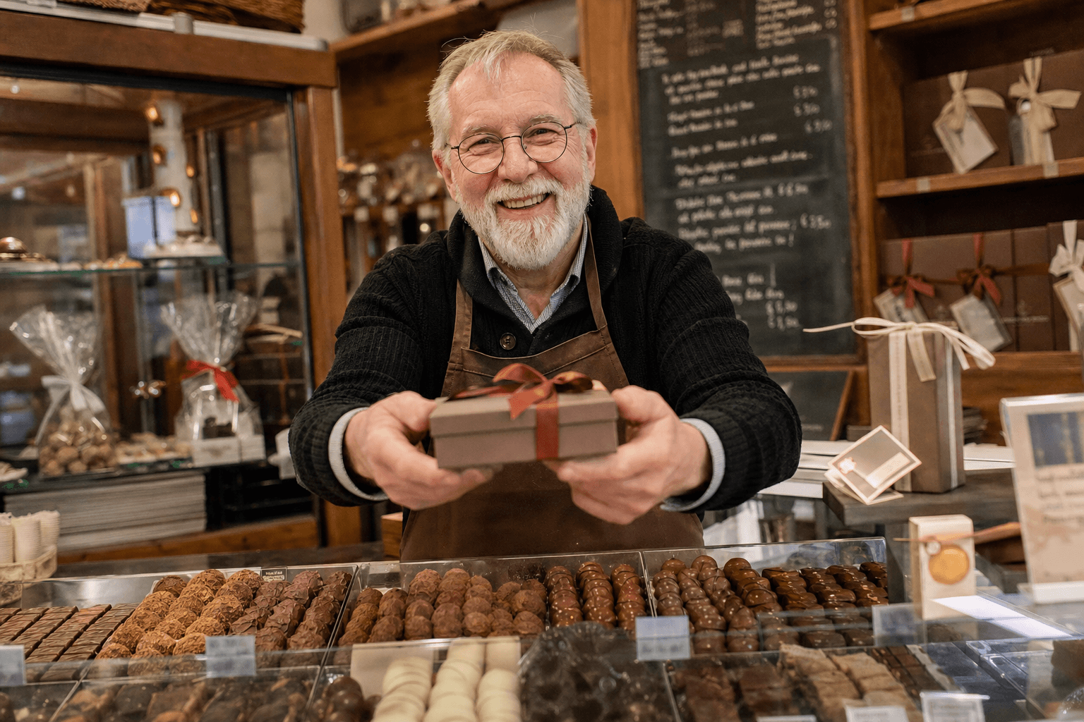 Chocolatier belge enrobant une praline